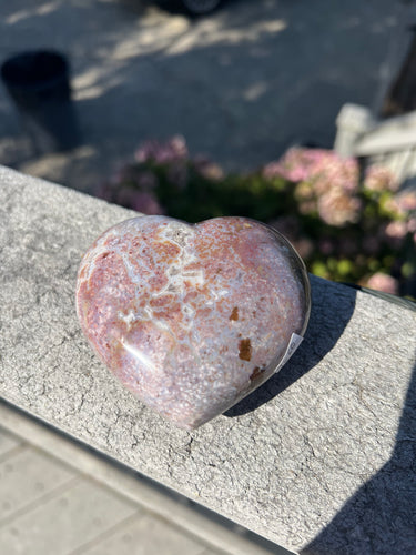 Pink Ocean Jasper Puffy Heart