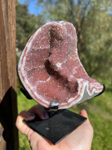 Pink Red Druzy Amethyst On Stand