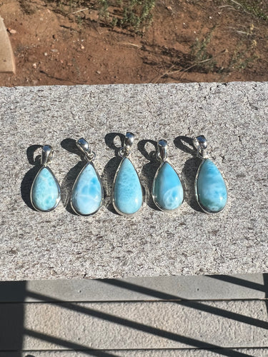 Larimar Tear Drop Sterling Silver Pendants *Variety