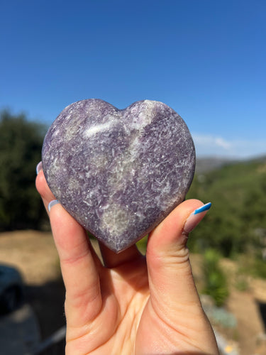 Lepidolite Smokey Quartz Pink Tourmaline Puffy Heart