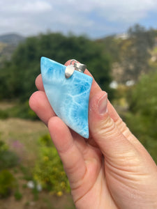 Larimar Tooth Shaped Sterling Silver Pendant