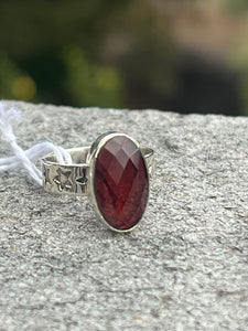 Garnet Faceted Star Ring Size 5.5