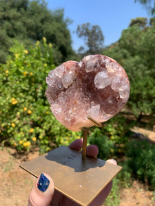 Lavender Pink Amethyst Druzy Heart on Stand