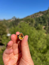 Load image into Gallery viewer, Honey Citrine Faceted 24kt Gold Overlay Adjustable Ring 6+