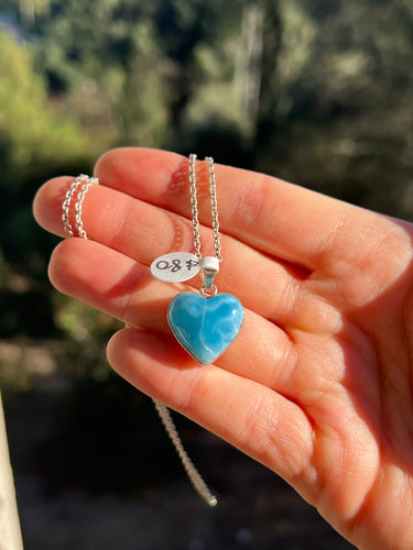 Larimar Heart Sterling Silver Pendant