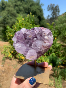 Lavender Pink Amethyst Druzy Heart on Stand