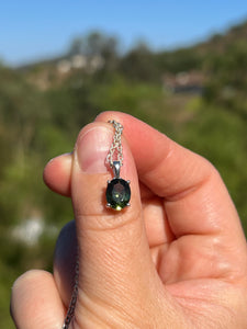 Moldavite Sterling Silver Necklace 18"