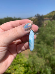 Larimar Rounded Diamond Sterling Silver Pendant