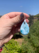 Load image into Gallery viewer, Larimar Riunded Teardrop Sterling Silver Pendant