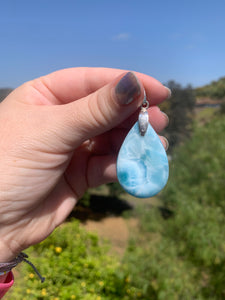 Larimar Riunded Teardrop Sterling Silver Pendant