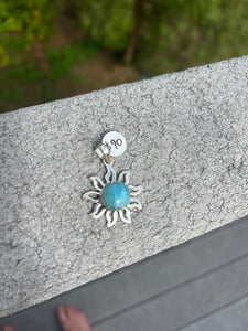 Larimar Sterling Silver Sun Pendant