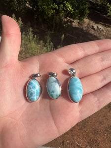 Larimar Oval Sterling Silver Pendants *Variety