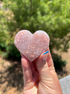 Pink Amethyst Flower Crystallized Agate Heart