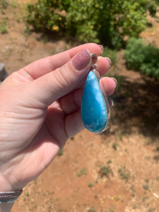 Larimar Sterling Silver Tear Drop Pendant Grade AAA