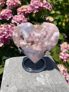 Pink Amethyst Druzy Heart on Stand