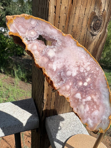 Pink Amethyst Butterfly Wings with Custom Stand