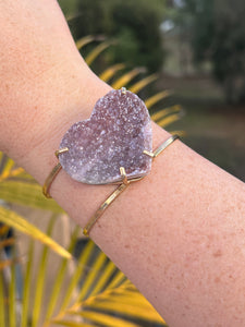 Amethyst Heart Gold Cuff