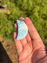 Load image into Gallery viewer, Larimar Moon Pendant Sterling Silver