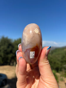 Carnelian And Blue Flower Agate Puffy Heart