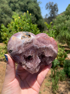 Lavender Pink Amethyst Druzy Heart on Stand