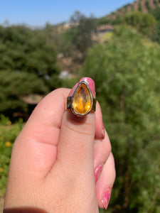 Citrine Gold Ring Size 7 Adjustable