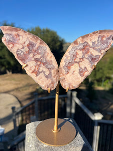 Lavender Pink Amethyst Butterfly Wings On Stand