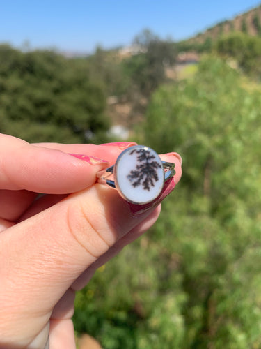 Dendritic Agate Sterling Silver Ring Size 11