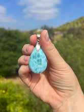 Load image into Gallery viewer, Larimar Rounded Oval Pendant Sterling Silver