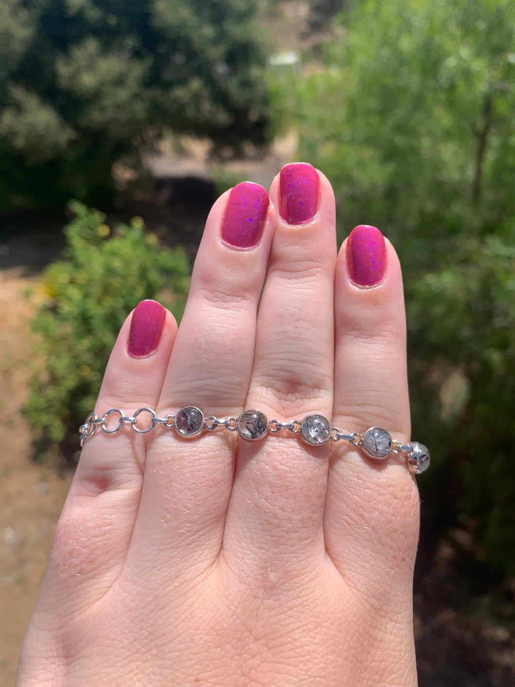 Black Tourmaline Bracelet Sterling Silver