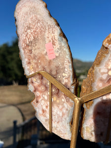 Pink Amethyst Butterfly Wings On Stand