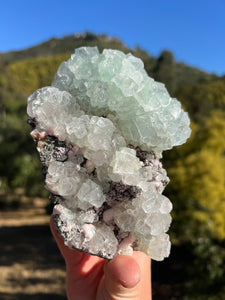 Green Apophyllite Cluster with Peach Stilbite ￼