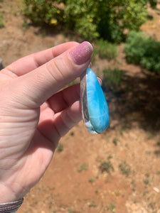 Larimar Sterling Silver Tear Drop Pendant Grade AAA