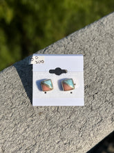 Load image into Gallery viewer, Larimar and Conch Shell Square Sterling Silver Earrings