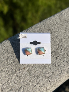 Larimar and Conch Shell Square Sterling Silver Earrings