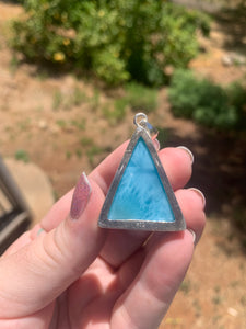 Larimar Sterling Silver Triangle Pendant Grade AAA