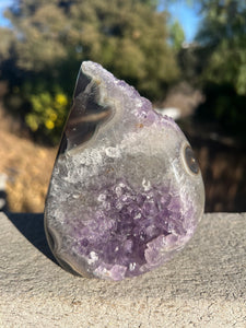 Amethyst Agate Druzy Flame w Stalactite Eyes