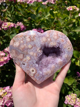 Load image into Gallery viewer, Pink Amethyst Druzy Heart on Stand