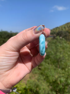 Larimar Rounded Oval Sterling Silver Pendant