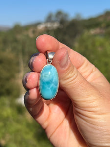 Larimar Oval Dark Pendant