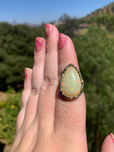 Load image into Gallery viewer, Opal Tear Drop Gold Ring Size 7 Adjustable