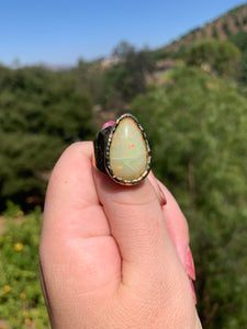 Opal Tear Drop Gold Ring Size 7 Adjustable