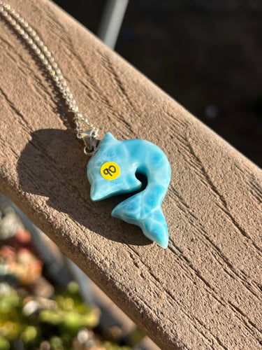 Larimar Dolphin Sterling Silver Pendant