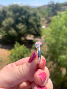 Rose Quartz Sterling Silver Ring Size 8.5