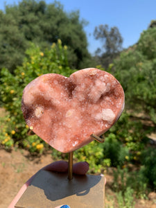 Pink Amethyst Druzy Heart on Stand