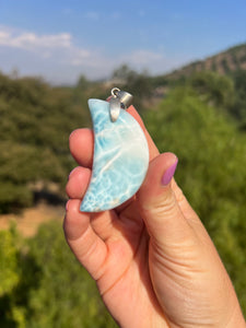 Larimar Moon Pendant Sterling Silver