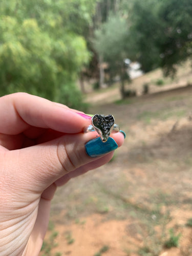 Moldavite Ring Sterling Silver size 8+(adjustable)