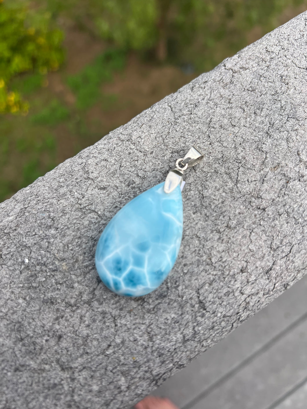 Larimar Teardrop Cab Sterling Silver Pendant