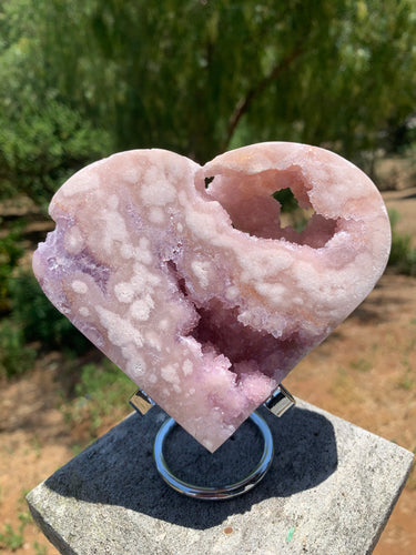 Lavender Pink Amethyst Druzy Heart on Stand