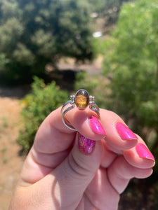 Larimar and Amber Double Sided Ring Size 10