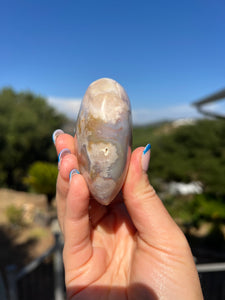 Carnelian Flower Agate Puffy Heart